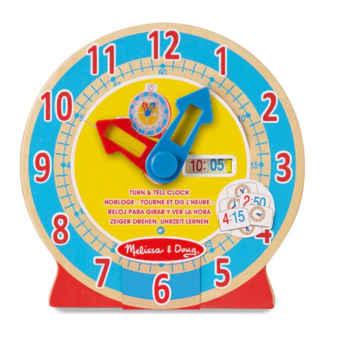 HORLOGE TOURNE ET DIS L'HEURE MATÉRIEL SPÉCIALISÉ À L'ENFANCE